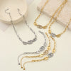 Wholesale Women's Fashion Geometric Stainless Steel And Titanium Steel Necklace And Bracelet Set With Heart Water Drop And Bell Patterns Electroplated