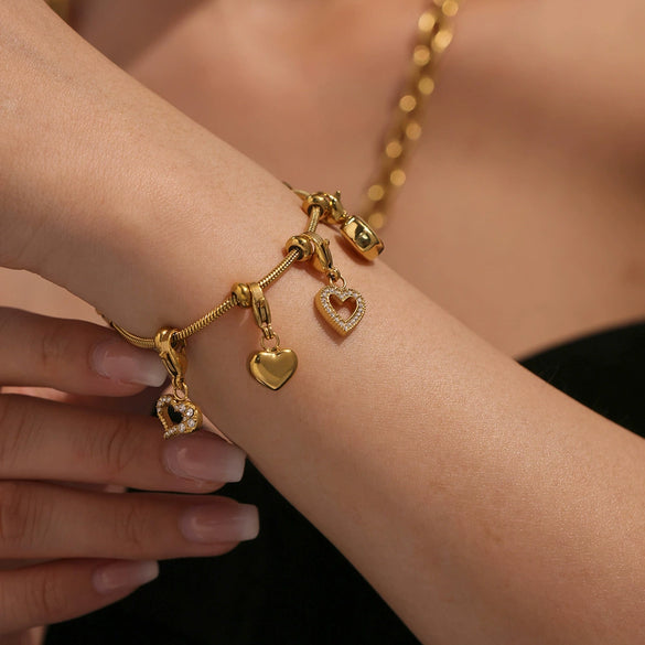 Wholesale Women's Fashion Geometric Stainless Steel Diy Multi Accessory Bracelet Plated 18K Real Gold