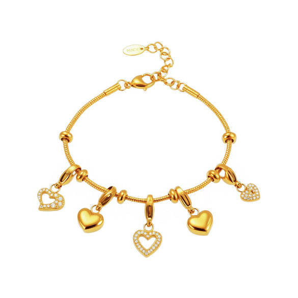 Wholesale Women's Fashion Geometric Stainless Steel Diy Multi Accessory Bracelet Plated 18K Real Gold
