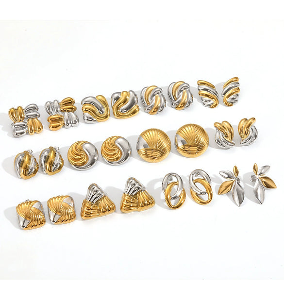 Wholesale Women's Fashion Geometric Stainless Steel Earrings 18K Gold Plated Electroplated Non Fading