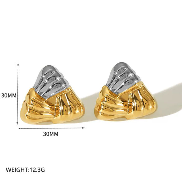Wholesale Women's Fashion Geometric Stainless Steel Earrings 18K Gold Plated Electroplated Non Fading