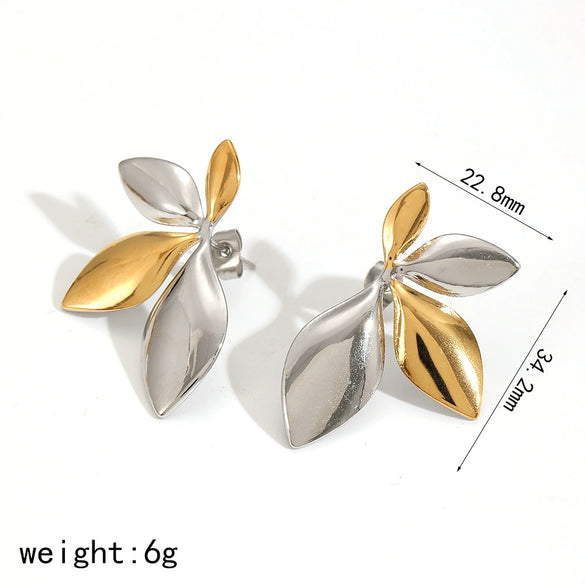 Wholesale Women's Fashion Geometric Stainless Steel Earrings 18K Gold Plated Electroplated Non Fading