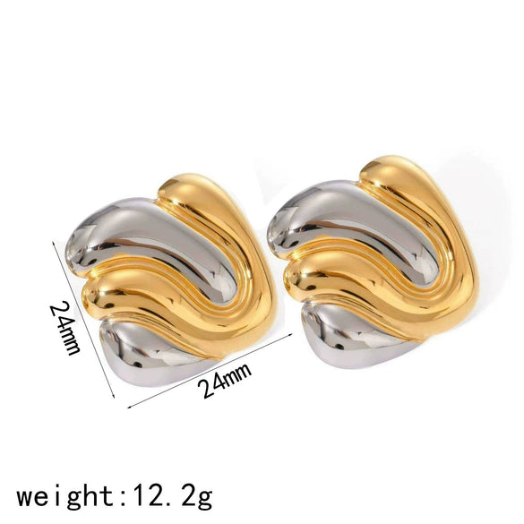 Wholesale Women's Fashion Geometric Stainless Steel Earrings 18K Gold Plated Electroplated Non Fading