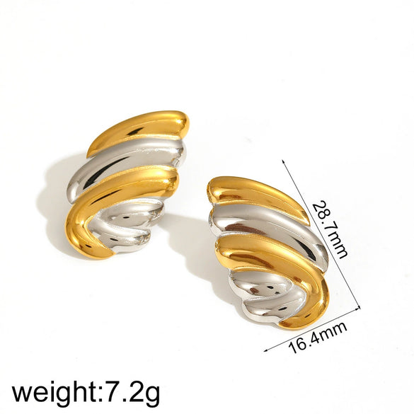 Wholesale Women's Fashion Geometric Stainless Steel Earrings 18K Gold Plated Electroplated Non Fading