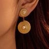 Wholesale Women's Fashion Geometric Stainless Steel Earrings With Pearl Inlay And Electroplating