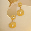 Wholesale Women's Fashion Geometric Stainless Steel Earrings With Pearl Inlay And Electroplating