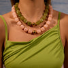 Wholesale Women's Fashion Geometric Stainless Steel Electroplated Beaded Necklace Jewelry