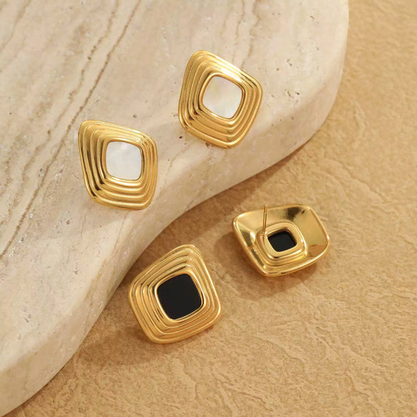 Wholesale Women's Fashion Geometric Stainless Steel Electroplated Earrings With Irregular Square Shape