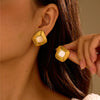 Wholesale Women's Fashion Geometric Stainless Steel Electroplated Earrings With Irregular Square Shape