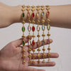 Wholesale Women's Fashion Geometric 316L Stainless Steel Electroplated Faceted Czech Glass Heart Splicing Jewelry Bracelet