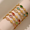 Wholesale Women's Fashion Geometric 316L Stainless Steel Electroplated Faceted Czech Glass Heart Splicing Jewelry Bracelet