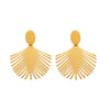 Wholesale Women's Fashion Geometric Stainless Steel Electroplated Ferris Wheel Coconut Leaf Texture Earrings