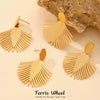 Wholesale Women's Fashion Geometric Stainless Steel Electroplated Ferris Wheel Coconut Leaf Texture Earrings