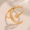Wholesale Women's Fashion Geometric Stainless Steel Electroplated Ferris Wheel Moon Goddess Opening Adjustment Ring