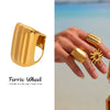 Wholesale Women's Fashion Geometric Stainless Steel Electroplated Ferris Wheel Ring Hand Jewelry