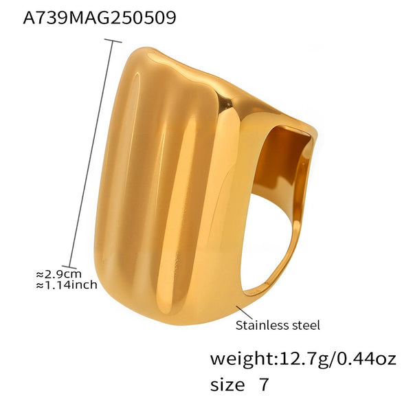 Wholesale Women's Fashion Geometric Stainless Steel Electroplated Ferris Wheel Ring Hand Jewelry