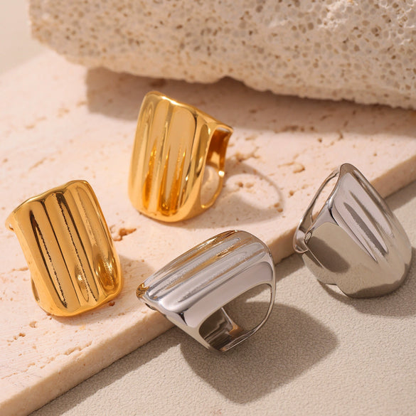 Wholesale Women's Fashion Geometric Stainless Steel Electroplated Ferris Wheel Ring Hand Jewelry