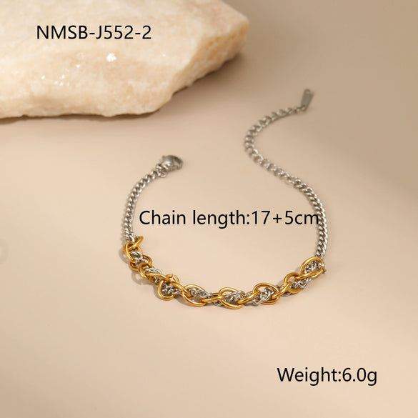 Wholesale Women's Fashion Geometric Stainless Steel Electroplated 18K Gold And Silver Color Matching Necklaces And Earrings