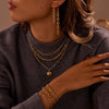Wholesale Women's Fashion Geometric Stainless Steel Electroplated 18K Gold And Silver Color Matching Necklaces And Earrings