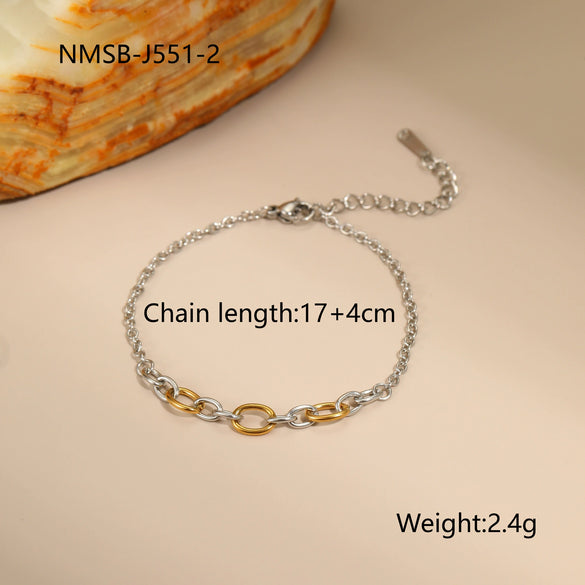 Wholesale Women's Fashion Geometric Stainless Steel Electroplated 18K Gold And Silver Color Matching Necklaces And Earrings