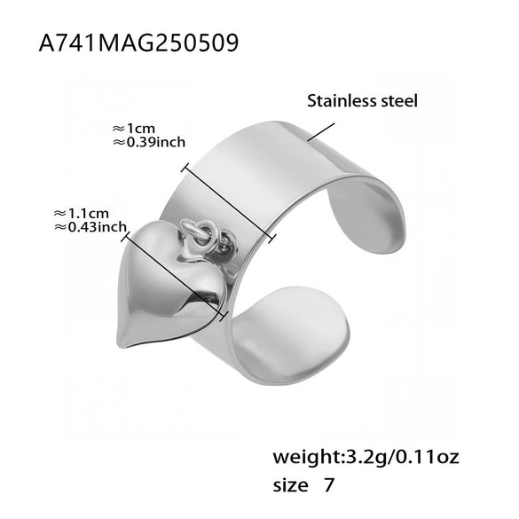 Wholesale Women's Fashion Geometric Stainless Steel Electroplated 18K Gold Ferris Wheel Small Heart Open Index Finger Ring