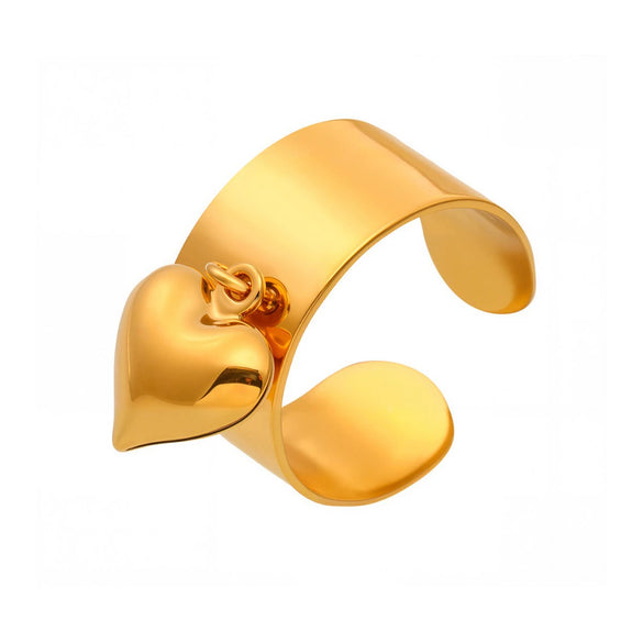 Wholesale Women's Fashion Geometric Stainless Steel Electroplated 18K Gold Ferris Wheel Small Heart Open Index Finger Ring