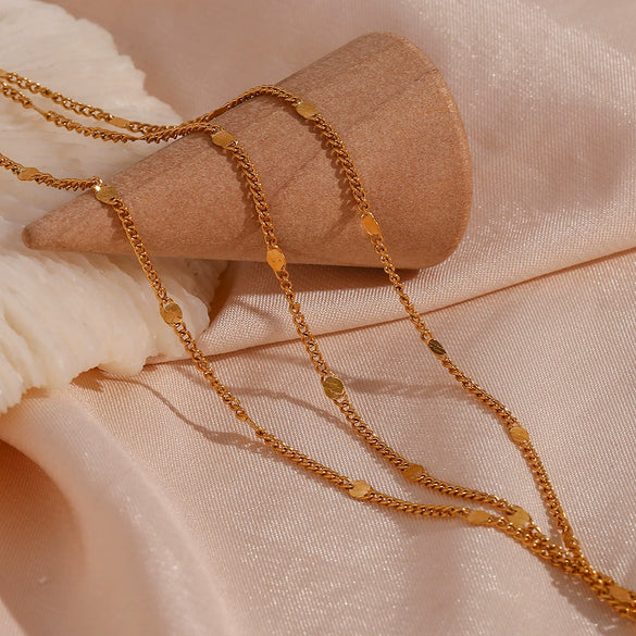 Wholesale Women's Fashion Geometric Stainless Steel Electroplated Multilayer Sequin Tassel Hand Bracelet