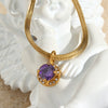 Wholesale Women's Fashion Geometric Stainless Steel Electroplated Round Zircon Pendant Necklace With Conventional Chain