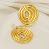 Wholesale Women's Fashion Geometric 316L Stainless Steel Hollow Thread Circle Plate Earrings With Electroplating