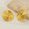 Wholesale Women's Fashion Geometric 316L Stainless Steel Hollow Thread Circle Plate Earrings With Electroplating