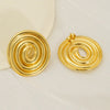 Wholesale Women's Fashion Geometric 316L Stainless Steel Hollow Thread Circle Plate Earrings With Electroplating