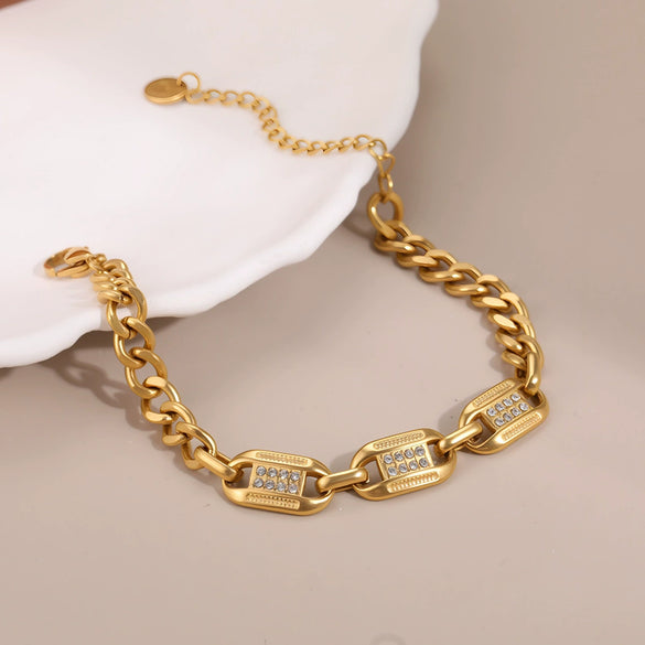 Wholesale Women's Fashion Geometric Stainless Steel 18K Electroplated Bracelet Hand Jewelry