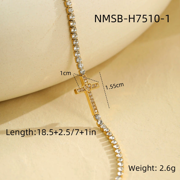 Wholesale Women's Fashion Geometric Stainless Steel 18K Electroplated Diamond Microinlaid Bracelet