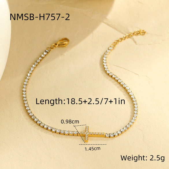 Wholesale Women's Fashion Geometric Stainless Steel 18K Electroplated Diamond Microinlaid Bracelet