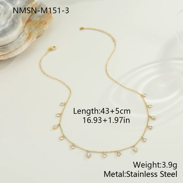 Wholesale Women's Fashion Geometric Stainless Steel 18K Gold Electroplated Bead Chain Necklace