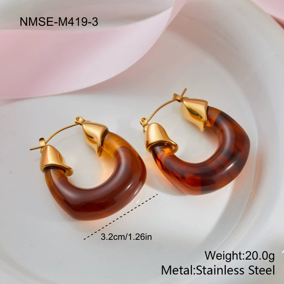 Wholesale Women's Fashion Geometric Stainless Steel 18K Gold Electroplated Earrings