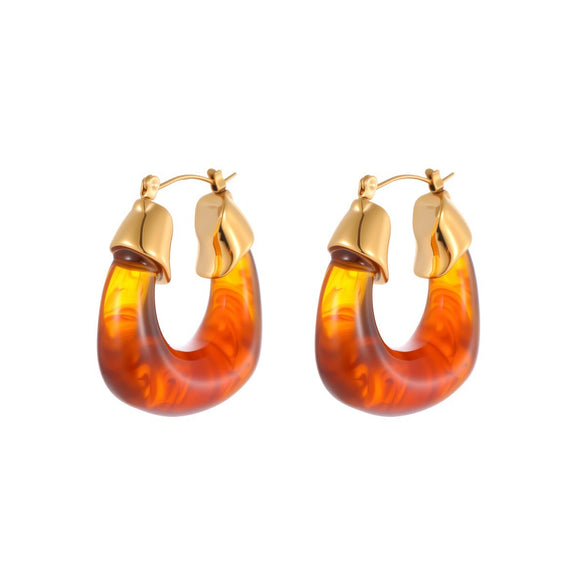 Wholesale Women's Fashion Geometric Stainless Steel 18K Gold Electroplated Earrings