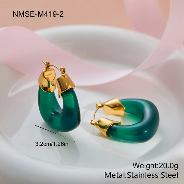 Wholesale Women's Fashion Geometric Stainless Steel 18K Gold Electroplated Earrings