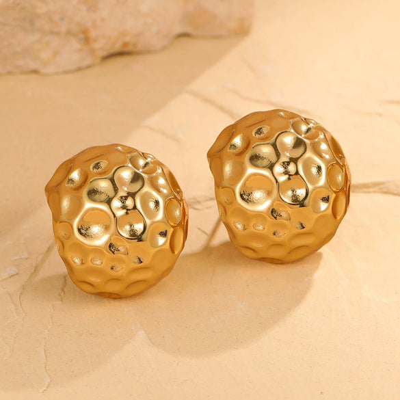 Wholesale Women's Fashion Geometric Stainless Steel 18K Gold Electroplated Irregular Hollow Water Drop Earrings