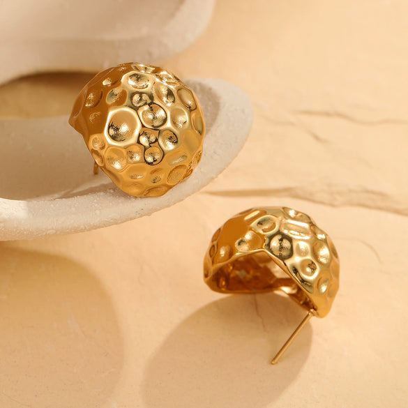 Wholesale Women's Fashion Geometric Stainless Steel 18K Gold Electroplated Irregular Hollow Water Drop Earrings