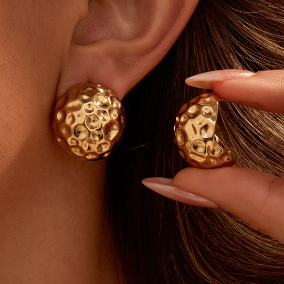 Wholesale Women's Fashion Geometric Stainless Steel 18K Gold Electroplated Irregular Hollow Water Drop Earrings