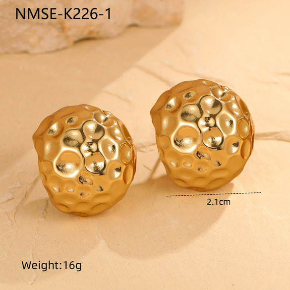 Wholesale Women's Fashion Geometric Stainless Steel 18K Gold Electroplated Irregular Hollow Water Drop Earrings
