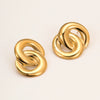 Wholesale Women's Fashion Geometric Stainless Steel 18K Gold Electroplated Irregular Round Interlocking Earrings
