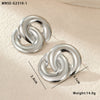 Wholesale Women's Fashion Geometric Stainless Steel 18K Gold Electroplated Irregular Round Interlocking Earrings