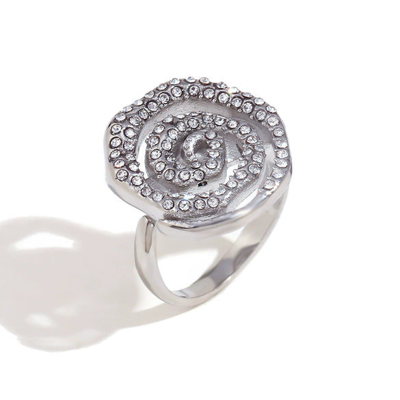 Wholesale Women's Fashion Geometric Stainless Steel 18K Gold Electroplated Swirl Knotted Daisy Ring