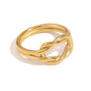 Wholesale Women's Fashion Geometric Stainless Steel 18K Gold Electroplated Swirl Knotted Daisy Ring
