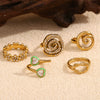 Wholesale Women's Fashion Geometric Stainless Steel 18K Gold Electroplated Swirl Knotted Daisy Ring