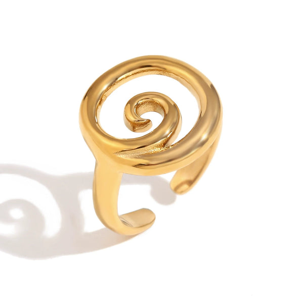 Wholesale Women's Fashion Geometric Stainless Steel 18K Gold Electroplated Swirl Knotted Daisy Ring