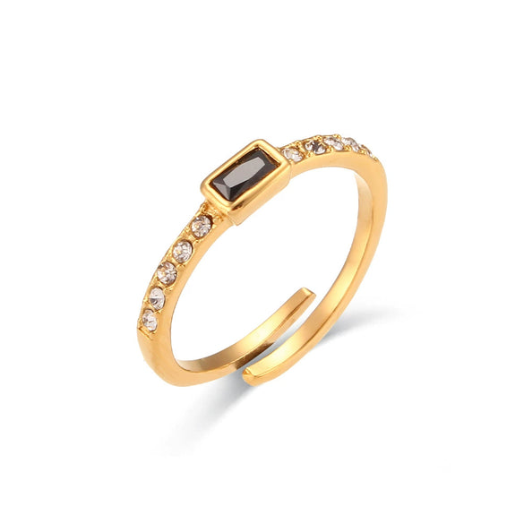 Wholesale Women's Fashion Geometric Stainless Steel 18K Gold Plated Adjustable Open Ring Jewelry