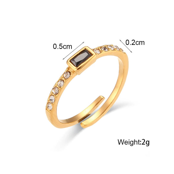 Wholesale Women's Fashion Geometric Stainless Steel 18K Gold Plated Adjustable Open Ring Jewelry